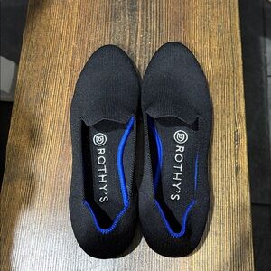 Rothy's Black Flats with Blue Trim